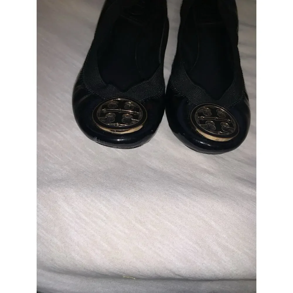 Tory Burch Caroline Black Patent Women’s Black Leather Ballet Flats Size 5